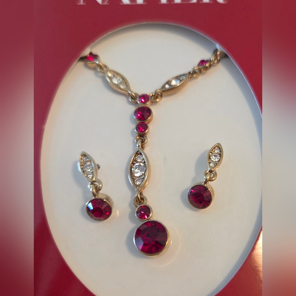 Napier Gold and Deep Red Necklace Set